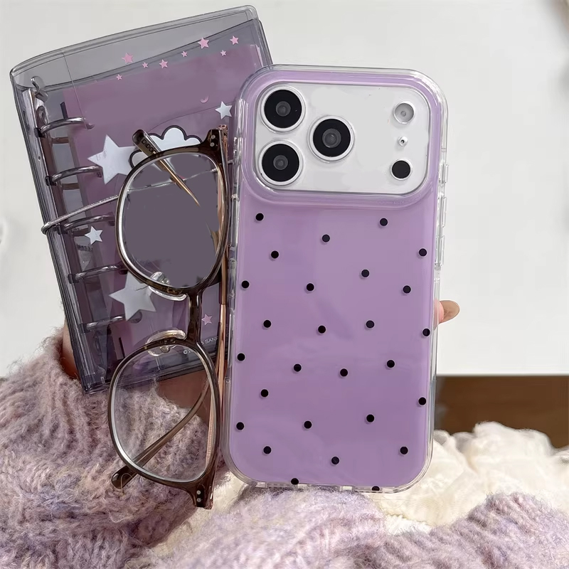 Phone Cases Cool Girl - Korean Ins Girl Simple Purple Polka