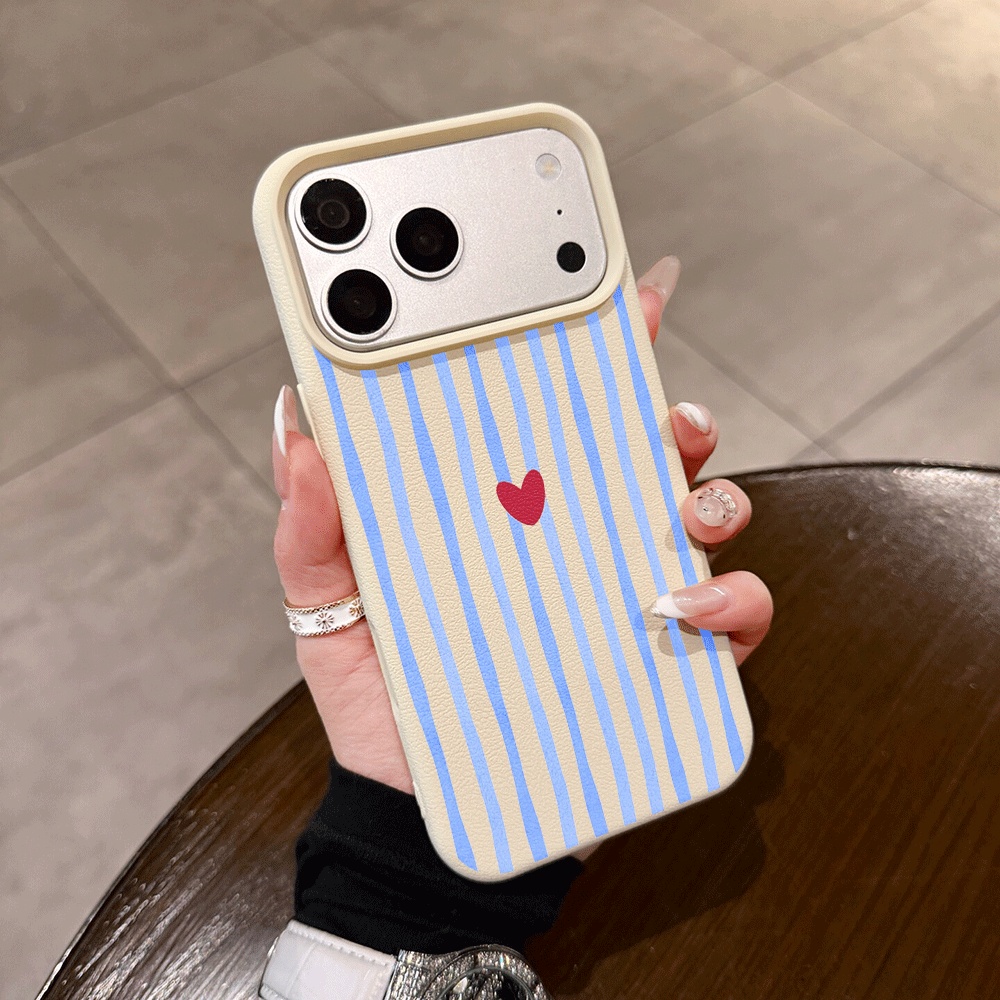 Phone Cases Iphone 17 - Vertical Stripes Hearts Phone Case For