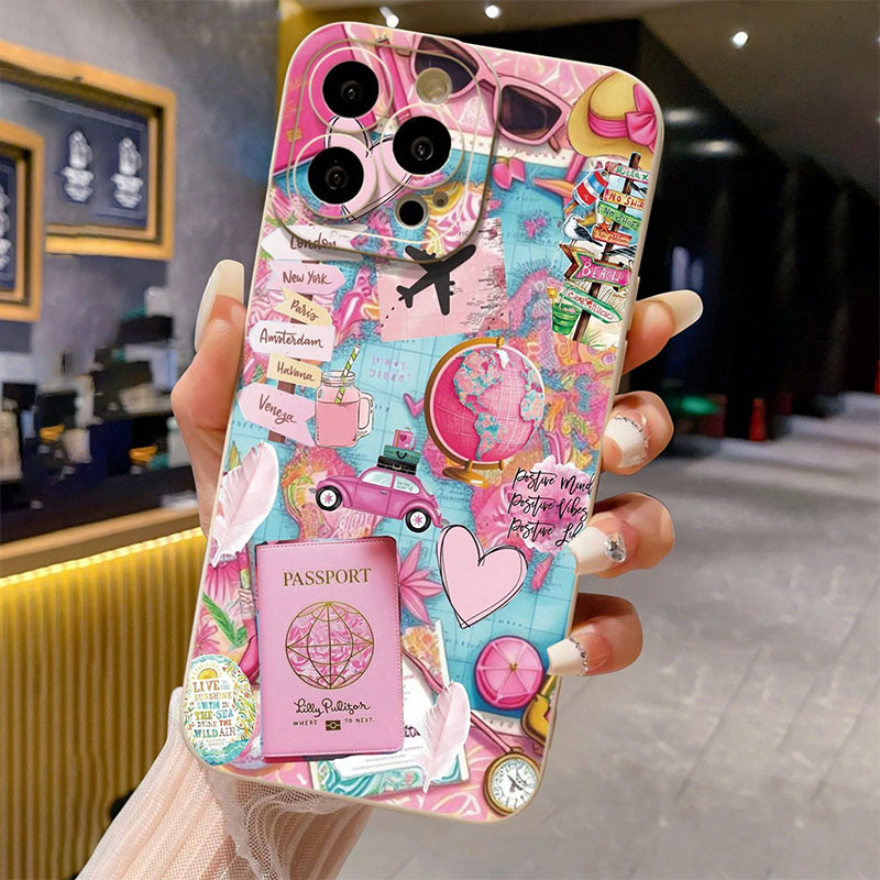 Phone Cases Rugged - Travel Plane Printed Matte Anti-Drop Phone