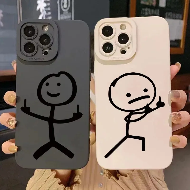 Phone Cases Rugged - Cute Cartoon Matchman Matte Silicone Phone