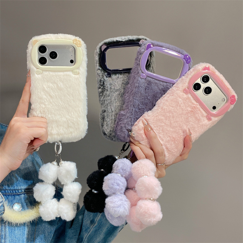 Phone Cases Iphone 17 - Luxury Solid Colors Furry Plush Phone