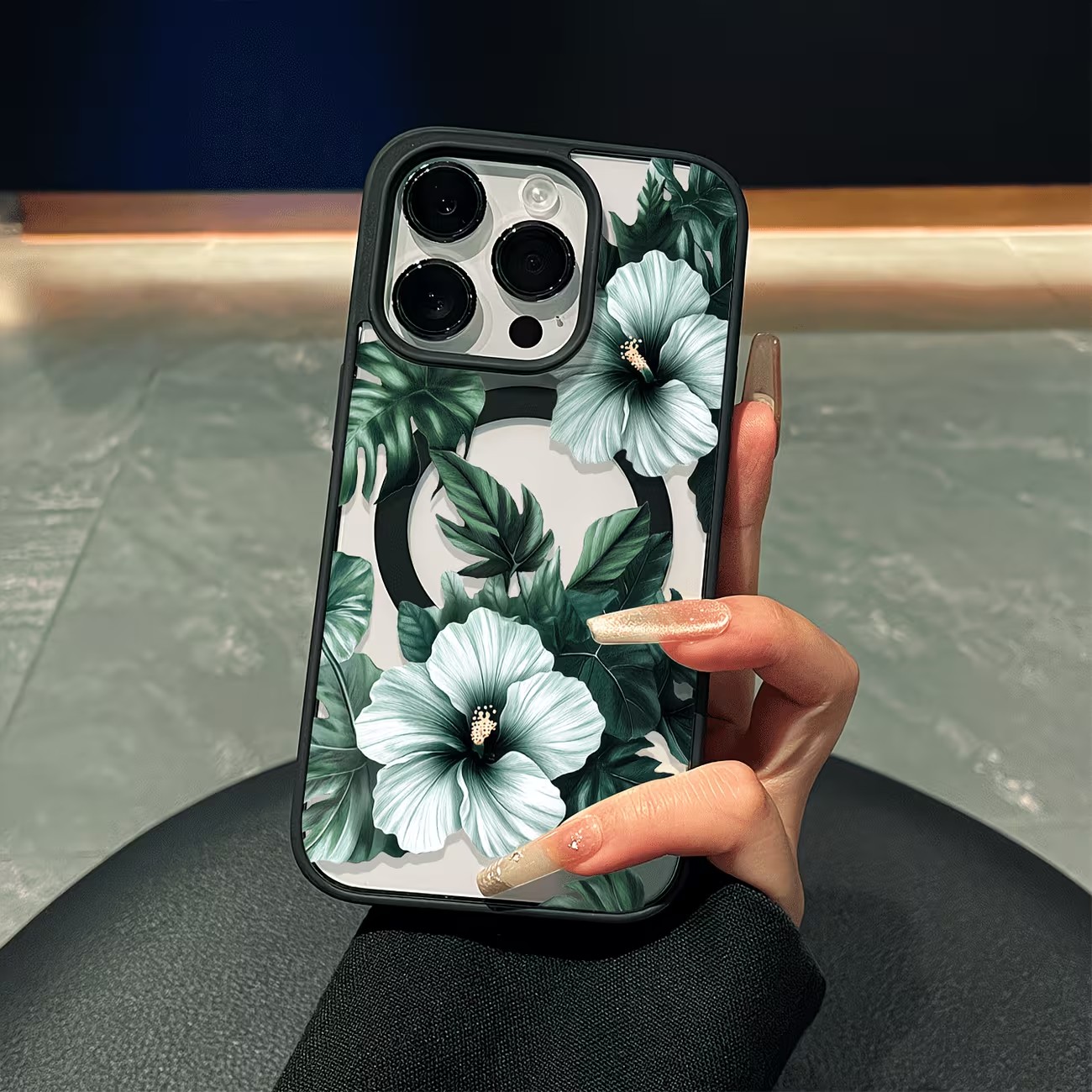 Phone Cases With Magsafe - Green Floral Print Phone Case For