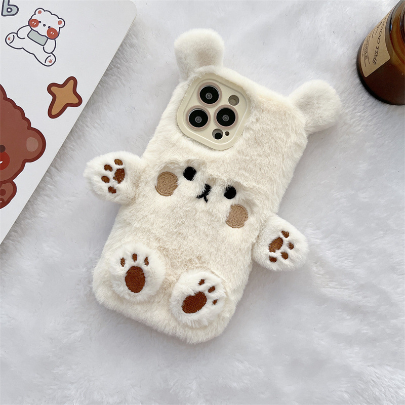 Korean 3D Cartoon Bear Fluffy  - Phone Cases Iphone 17 评论和价格