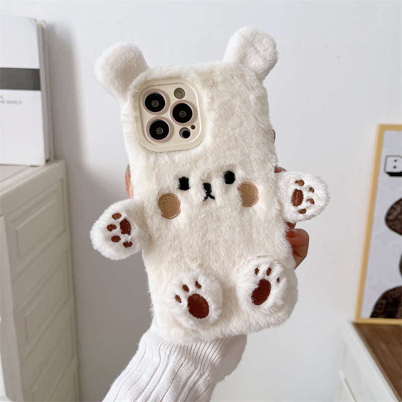 Korean 3D Cartoon Bear Fluffy  - Phone Cases Iphone 17 评论和价格