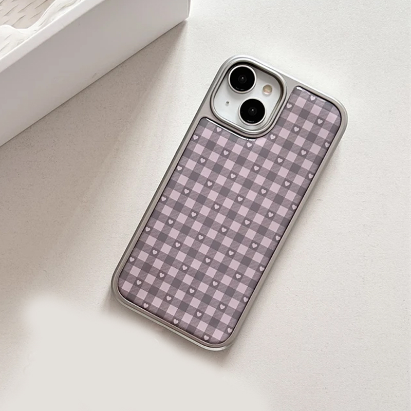 Pink Purple Heart-Shaped Check - Phone Cases Cool Girl 评论和价格