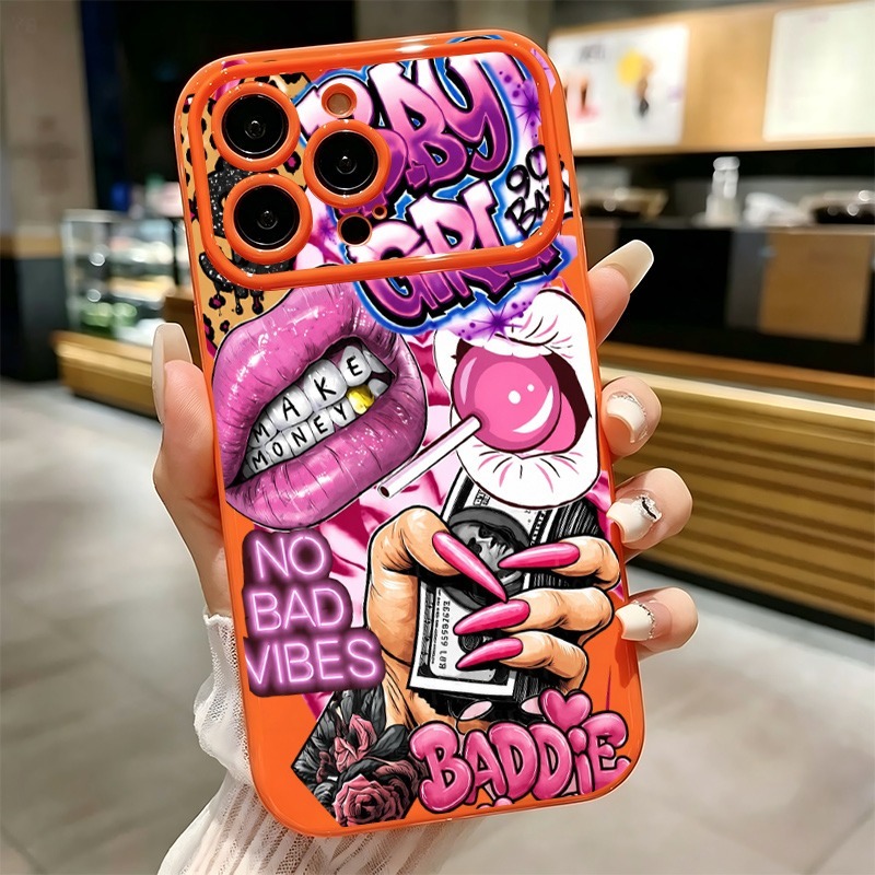 Hip Hop Pink Lips Baby Girl Gr - Phone Cases Cool Girl 评论和价格