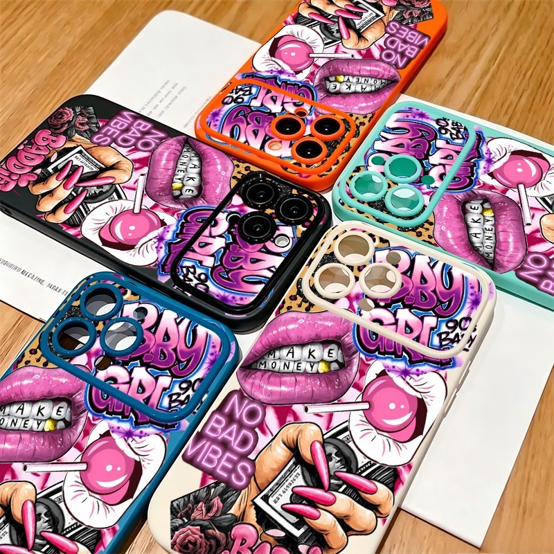 Hip Hop Pink Lips Baby Girl Gr - Phone Cases Cool Girl 评论和价格