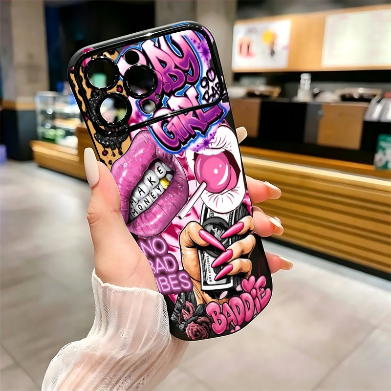 Hip Hop Pink Lips Baby Girl Gr - Phone Cases Cool Girl 评论和价格