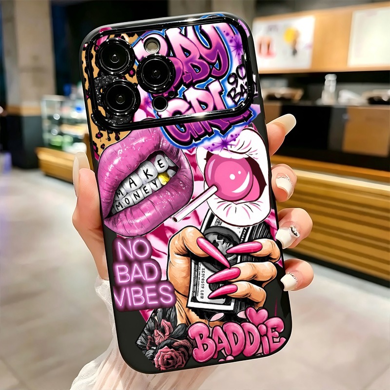 Hip Hop Pink Lips Baby Girl Gr - Phone Cases Cool Girl 评论和价格