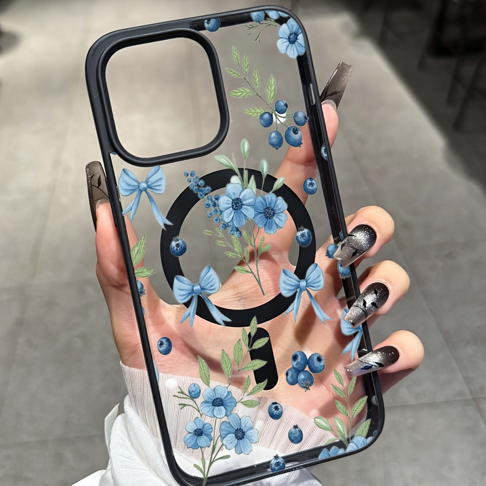 Blueberry Floral Clear Case  F - Phone Cases With Magsafe 评论和价格