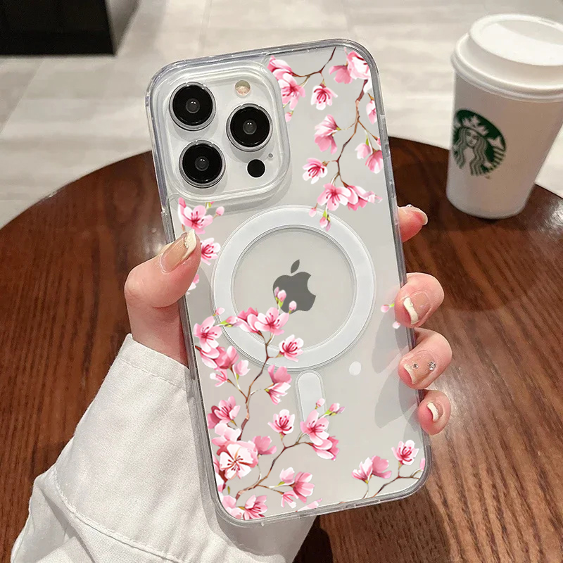 Luxury Pink INS Flowers Case F - Phone Cases With Magsafe 评论和价格