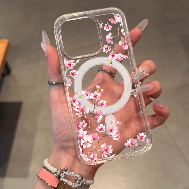Luxury Pink INS Flowers Case F - Phone Cases With Magsafe 评论和价格