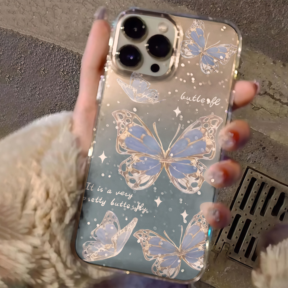 Luxury Blue Butterfly Clear Gl - Phone Cases Clear 评论和价格