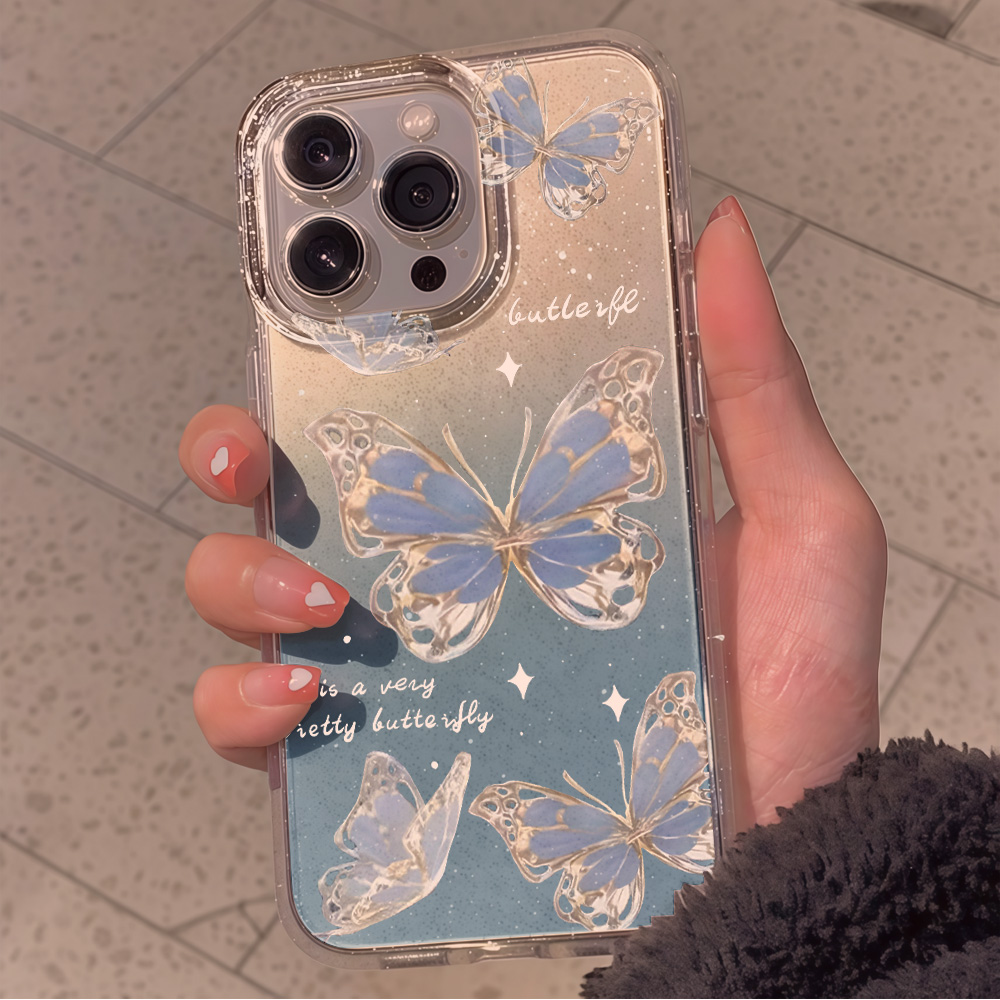 Luxury Blue Butterfly Clear Gl - Phone Cases Clear 评论和价格