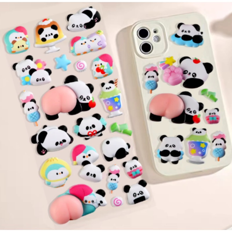 Cute 3D Panda Cartoon Stress R - Phone Cases Rubber 评论和价格