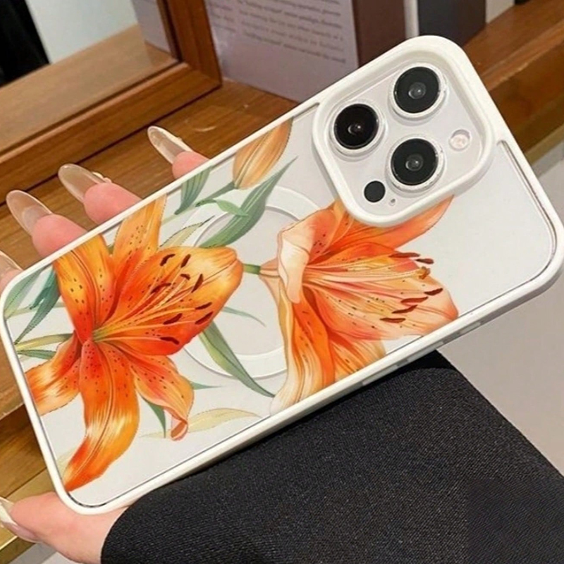 Orange Lily-Patterned Magnetic - Phone Cases With Magsafe 评论和价格