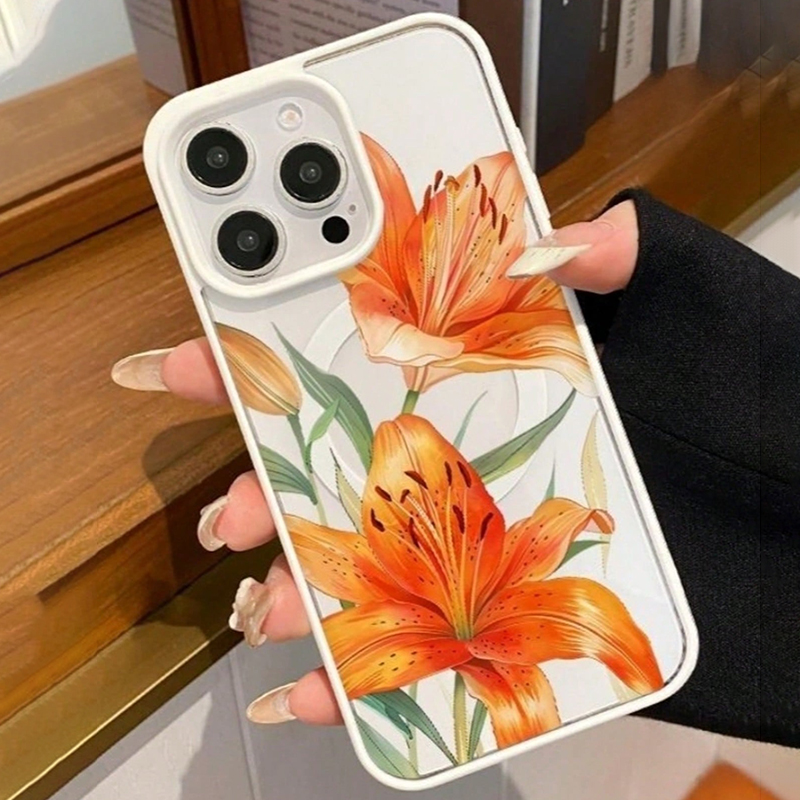 Orange Lily-Patterned Magnetic - Phone Cases With Magsafe 评论和价格