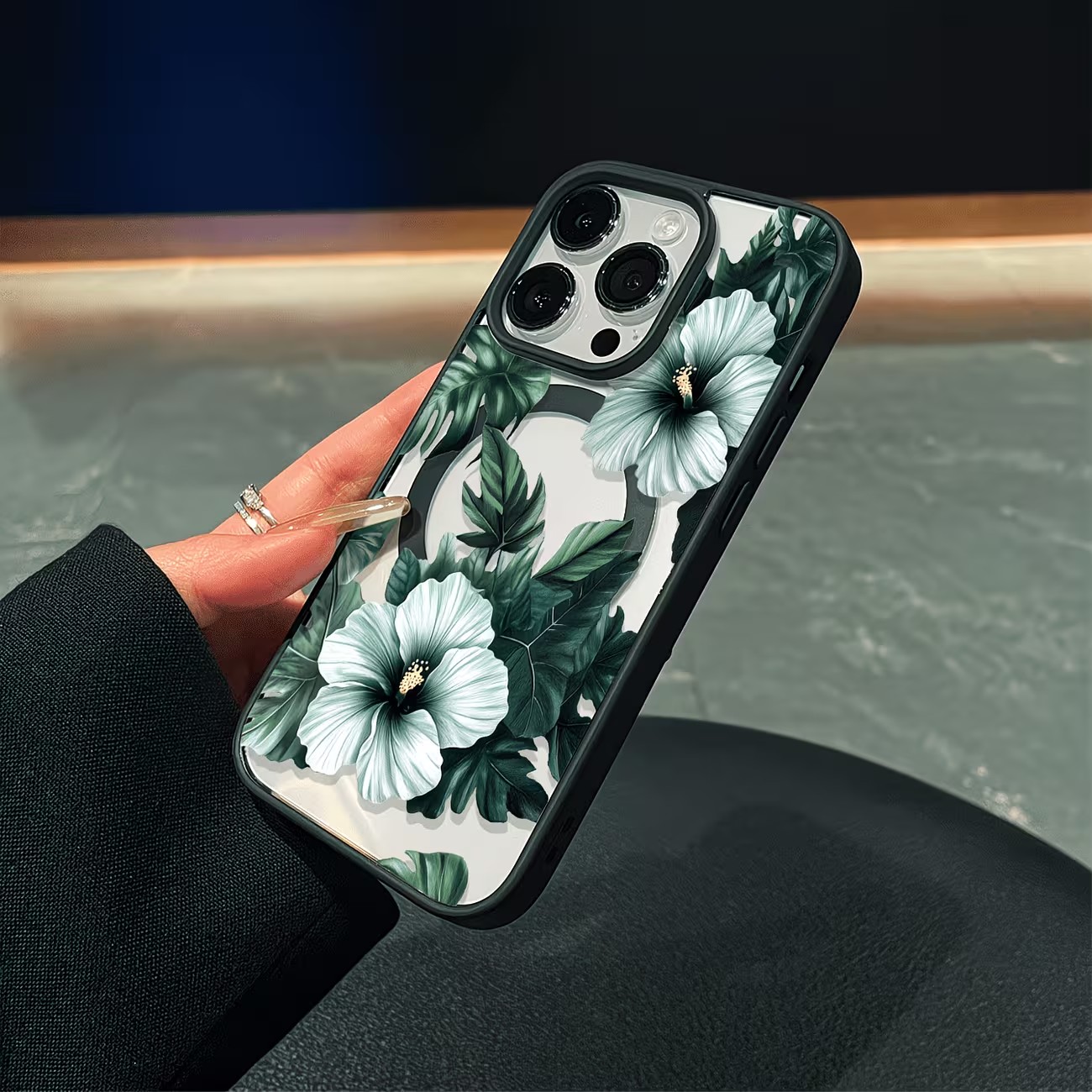 Green Floral Print Phone Case  - Phone Cases With Magsafe 评论和价格