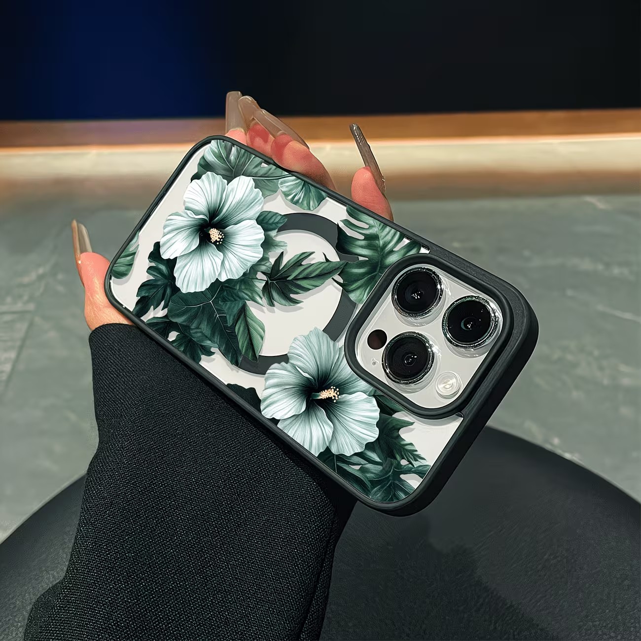 Green Floral Print Phone Case  - Phone Cases With Magsafe 评论和价格